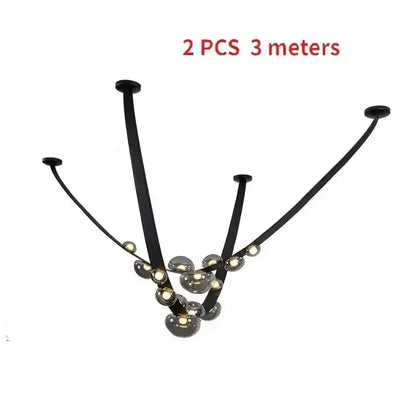 Modern black metal chandelier pendant light living room globe glass