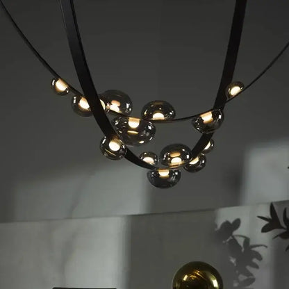 Modern black metal chandelier pendant light living room globe glass