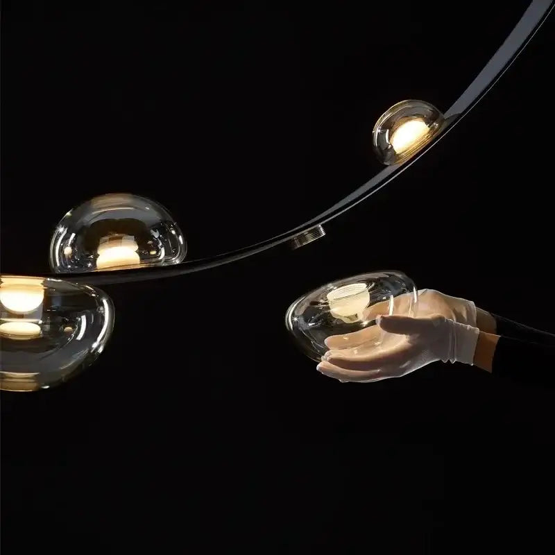 Modern black metal chandelier pendant light living room globe glass