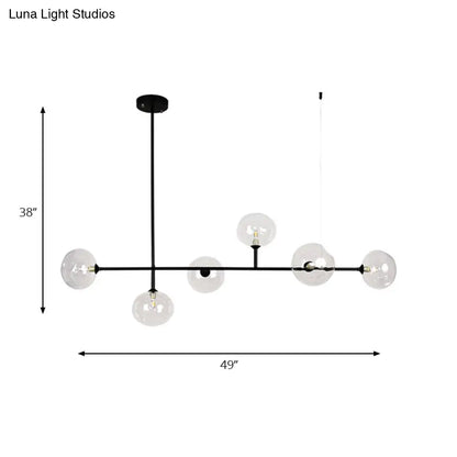 DecorBites™ Modern Black Metal Chandelier with Glass Bubble Shade – 6-Light Restaurant Hanging Pendant for Stylish Ambiance