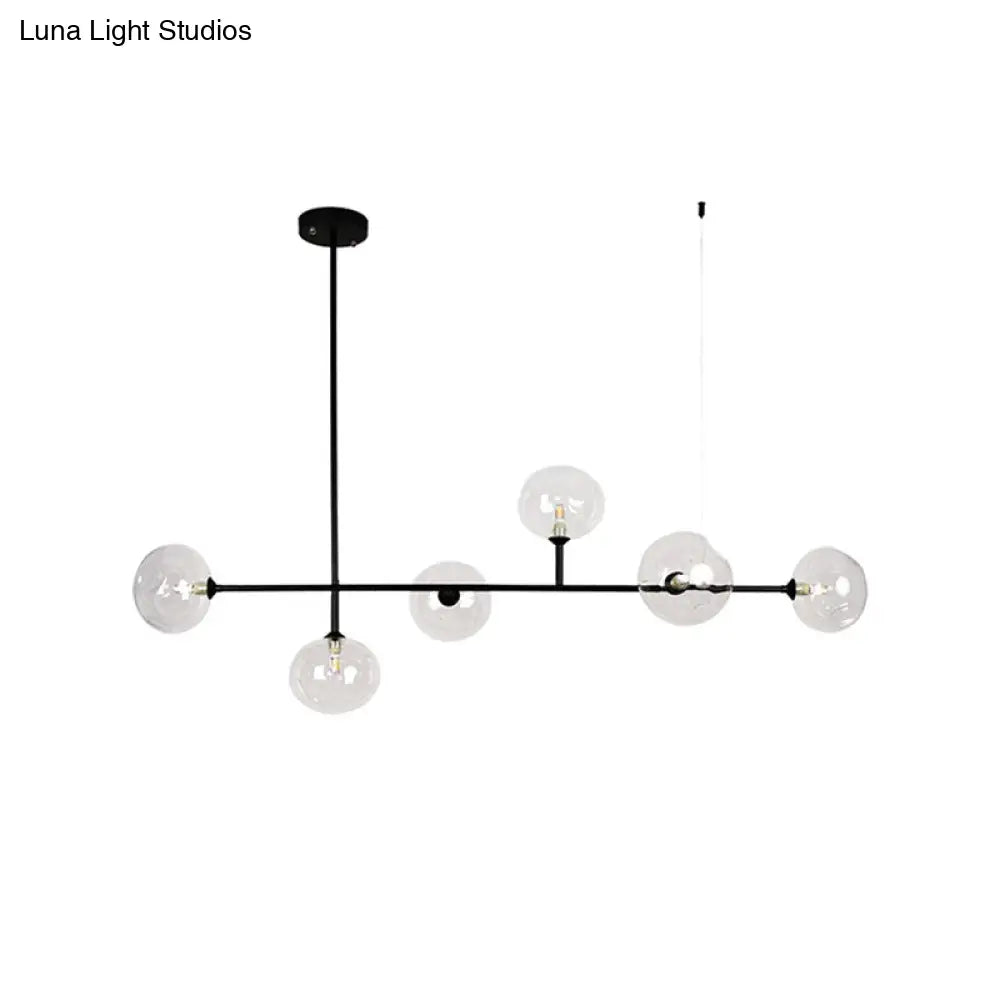 DecorBites™ Modern Black Metal Chandelier with Glass Bubble Shade – 6-Light Restaurant Hanging Pendant for Stylish Ambiance