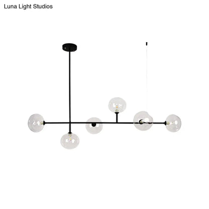 DecorBites™ Modern Black Metal Chandelier with Glass Bubble Shade – 6-Light Restaurant Hanging Pendant for Stylish Ambiance