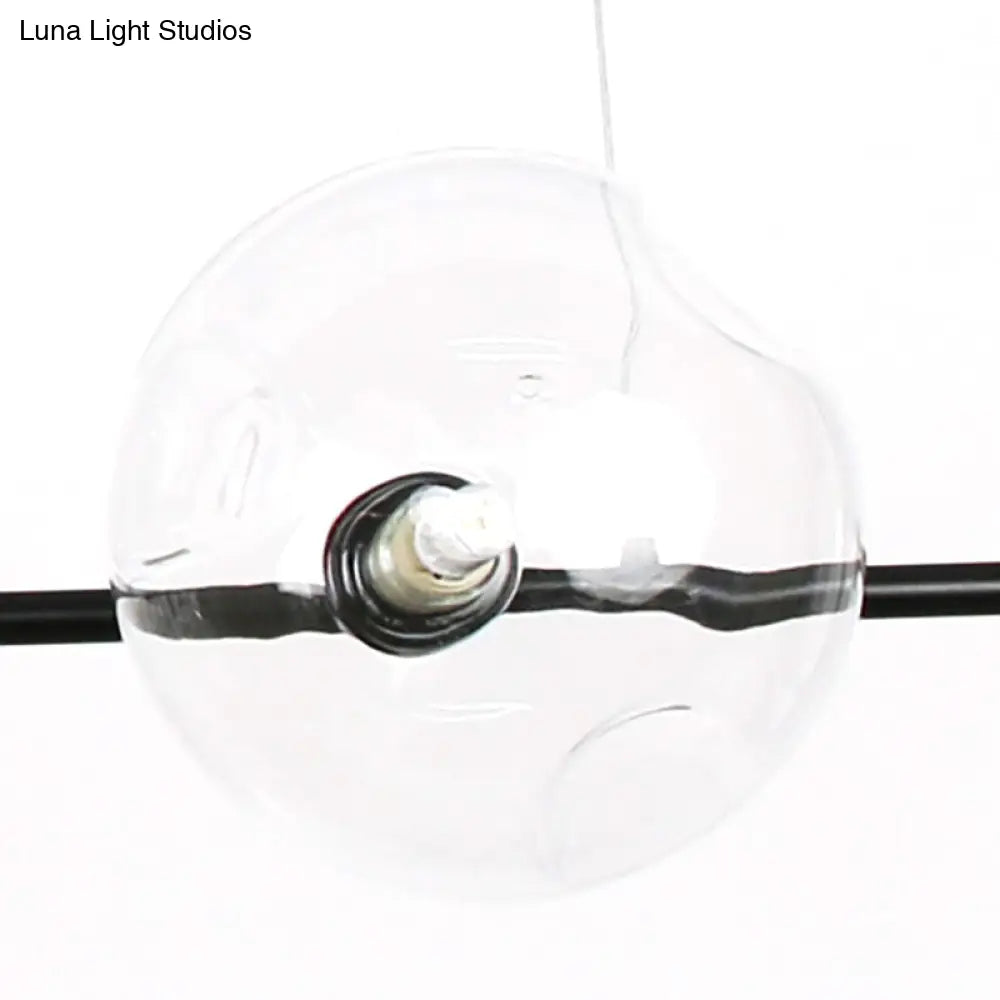 DecorBites™ Modern Black Metal Chandelier with Glass Bubble Shade – 6-Light Restaurant Hanging Pendant for Stylish Ambiance