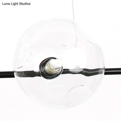 DecorBites™ Modern Black Metal Chandelier with Glass Bubble Shade – 6-Light Restaurant Hanging Pendant for Stylish Ambiance