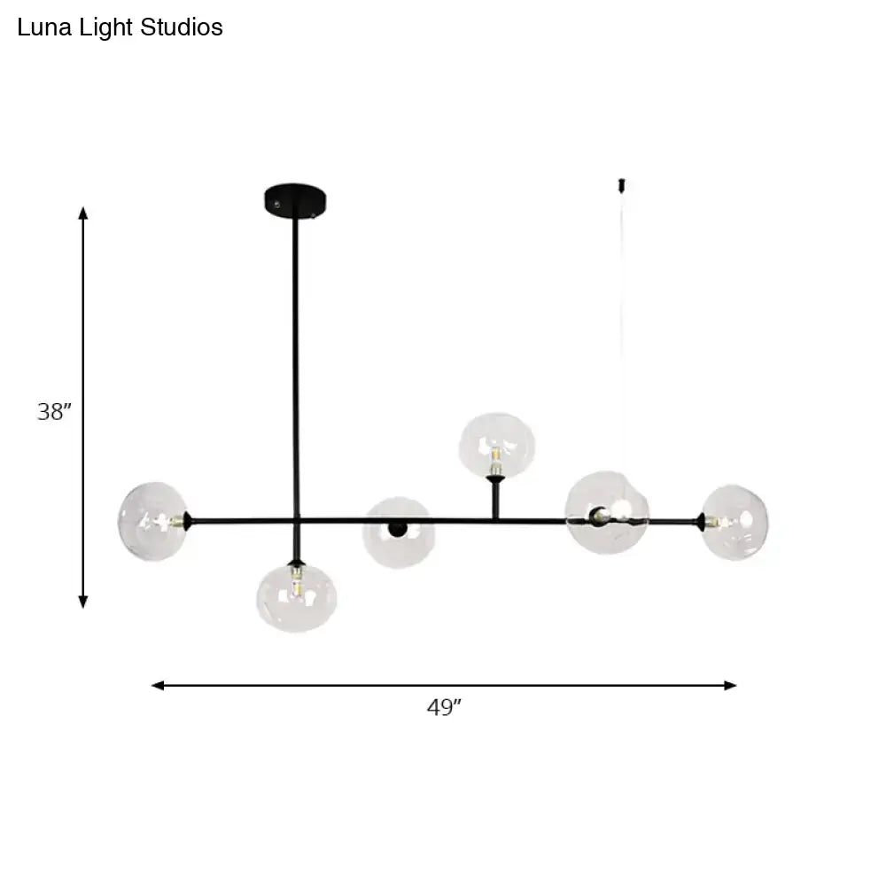 Modern black metal chandelier with glass globes – dining room light