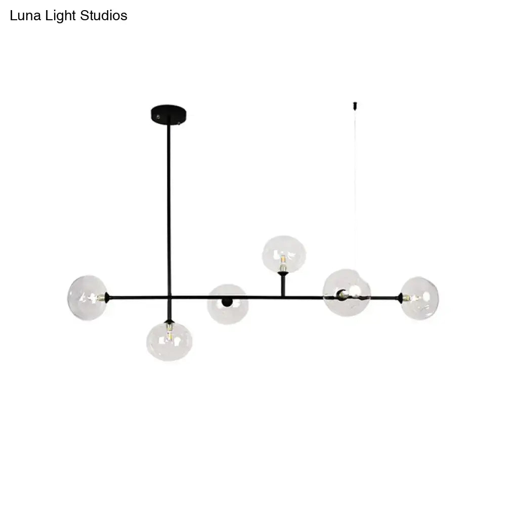 Modern black metal chandelier with glass globes – dining room light