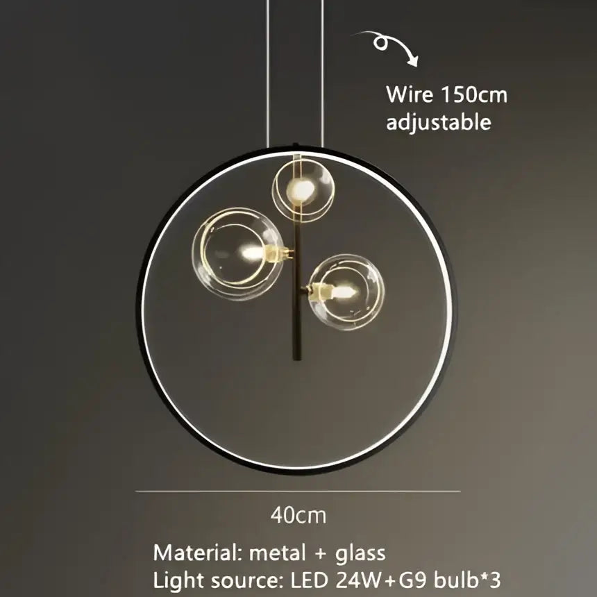 Modern black metal clear glass led chandelier dining room light