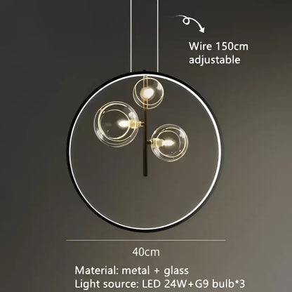 Modern black metal clear glass led chandelier dining room light
