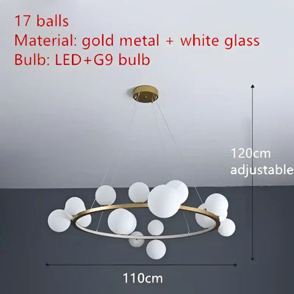 Modern black metal clear glass led chandelier dining room light