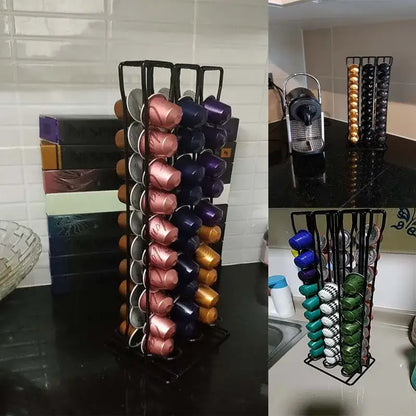 Modern black metal coffee capsule holder stand kitchen storage