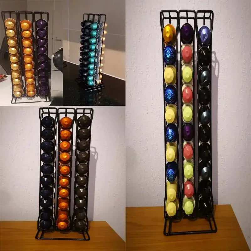 Modern black metal coffee capsule holder stand kitchen storage