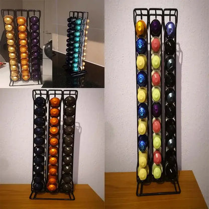 Modern black metal coffee capsule holder stand kitchen storage
