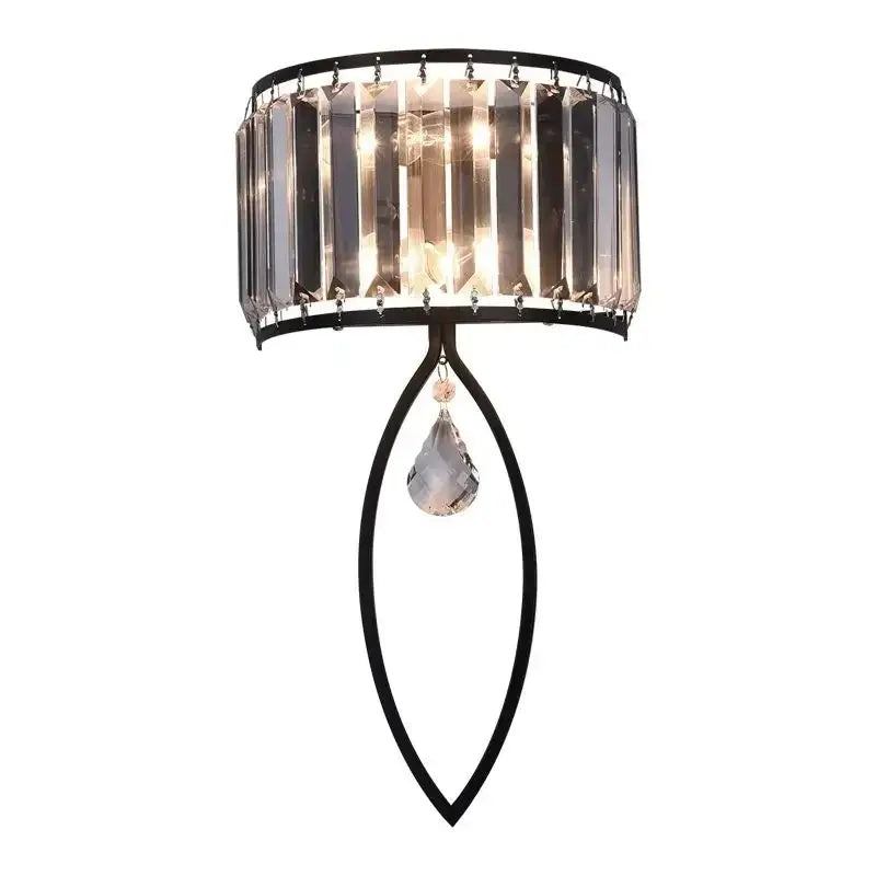 Modern black metal crystal led wall lamp for living room
