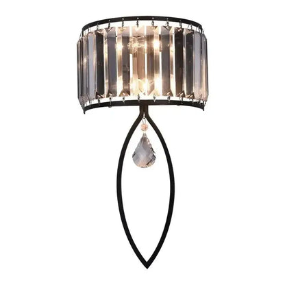 Modern black metal crystal led wall lamp for living room