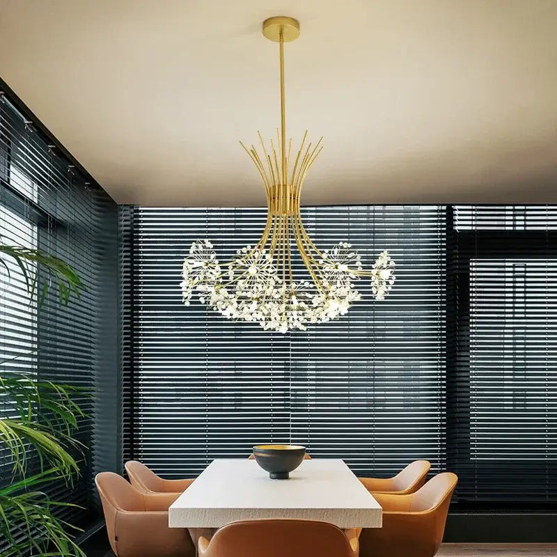 Modern black metal dandelion chandelier living room crystal light
