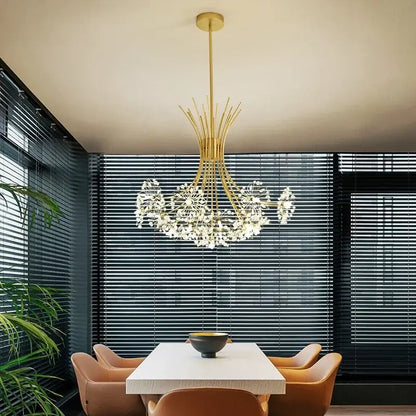 Modern black metal dandelion chandelier living room crystal light