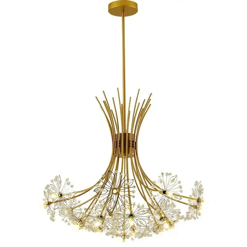 Modern black metal dandelion chandelier living room crystal light