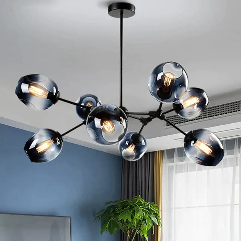 Modern black metal glass chandelier for dining room