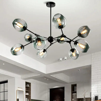 Modern black metal glass chandelier for dining room
