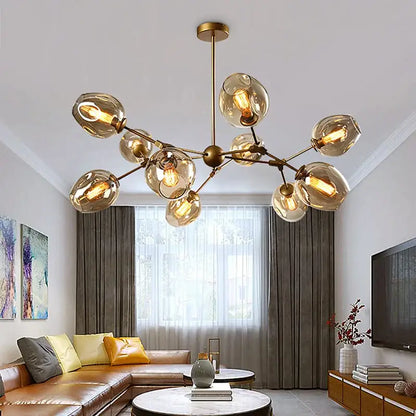 Modern black metal glass chandelier for dining room