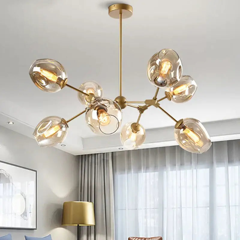Modern black metal glass chandelier for dining room