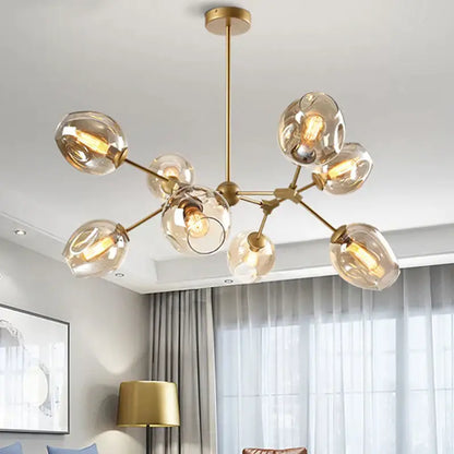 Modern black metal glass chandelier for dining room
