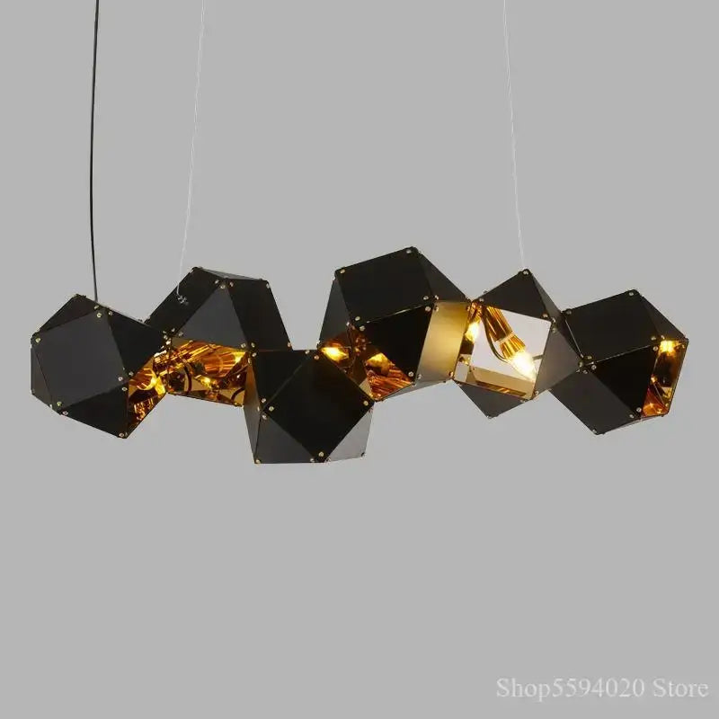 Modern black metal dna chandelier – dining room geometric light