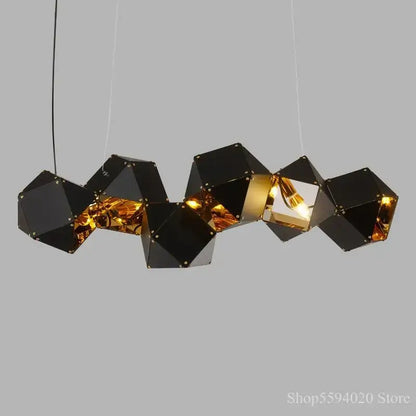 Modern black metal dna chandelier – dining room geometric light
