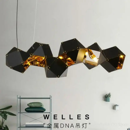 Modern black metal dna chandelier – dining room geometric light