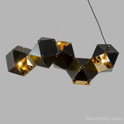 Modern black metal dna chandelier – dining room geometric light