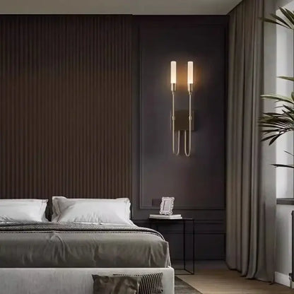 Modern black metal double headed led wall lamp bedroom sconce