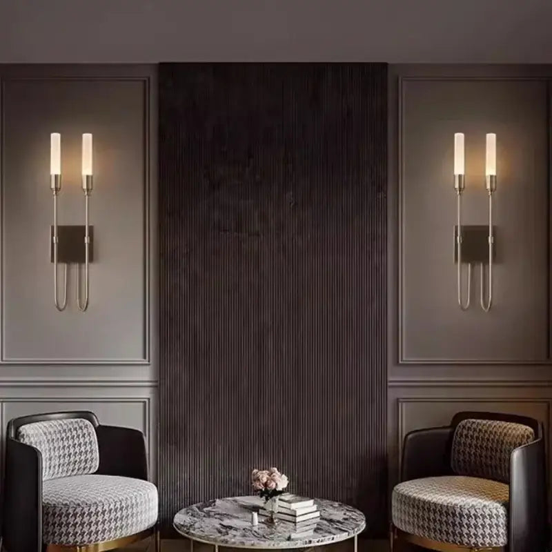 Modern black metal double headed led wall lamp bedroom sconce