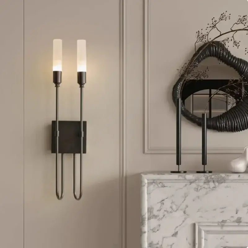 Modern black metal double headed led wall lamp bedroom sconce