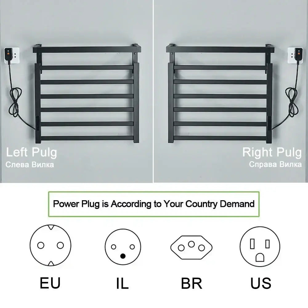Modern black metal electric towel rack bathroom digital display