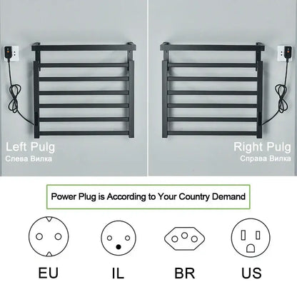 Modern black metal electric towel rack bathroom digital display