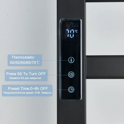 Modern black metal electric towel rack bathroom digital display