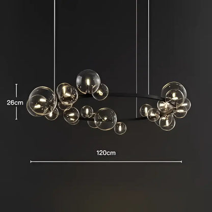 Modern black metal glass ball pendant chandelier dining room