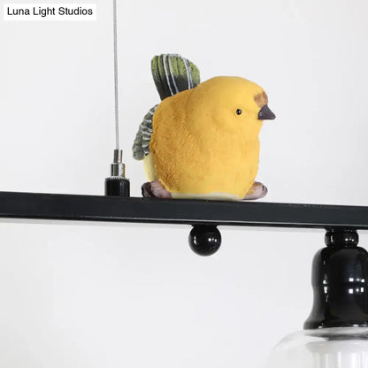 Modern black metal island pendant with birds – kitchen 110v-120v light