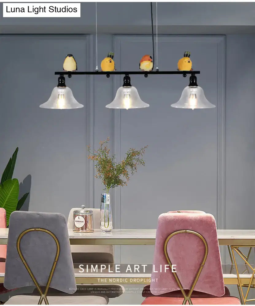 Modern black metal island pendant with birds – kitchen 110v-120v light
