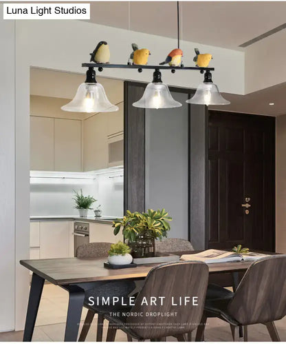 Modern black metal island pendant with birds – kitchen 110v-120v light