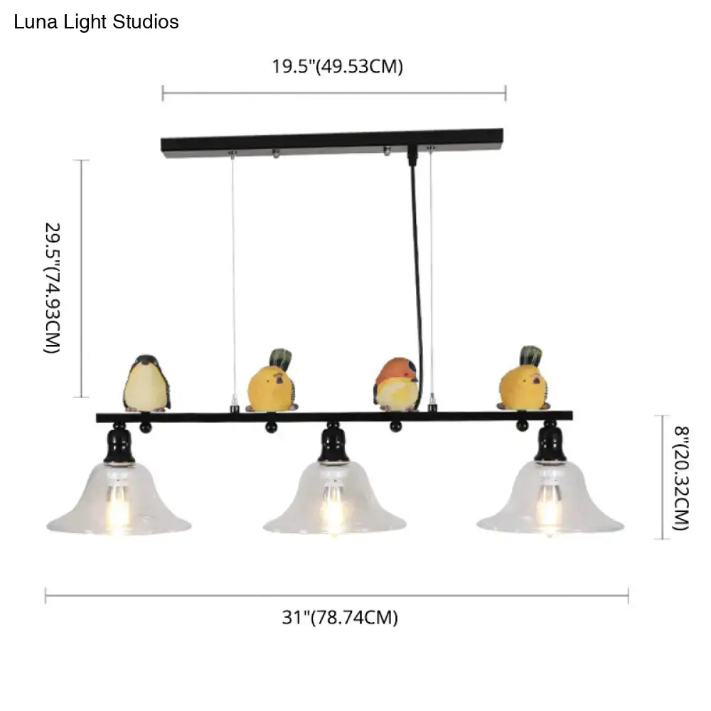 Modern black metal island pendant with birds – kitchen 110v-120v light