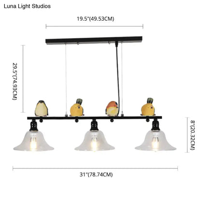 Modern black metal island pendant with birds – kitchen 110v-120v light