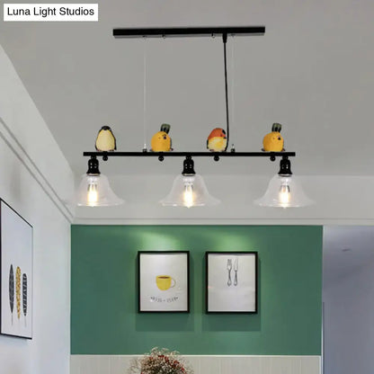 Modern black metal island pendant with birds – kitchen 110v-120v light