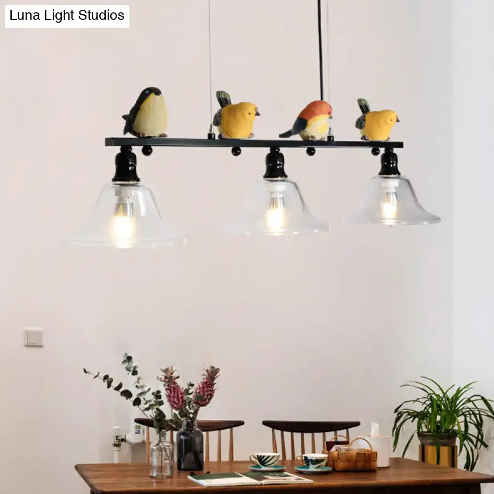 Modern black metal island pendant with birds – kitchen 110v-120v light