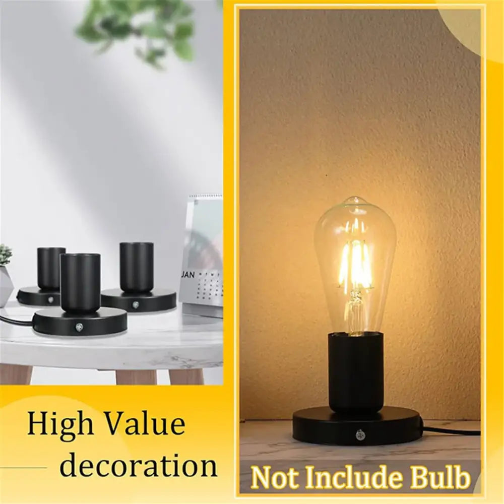 Modern black metal lamp base for bedroom with switch