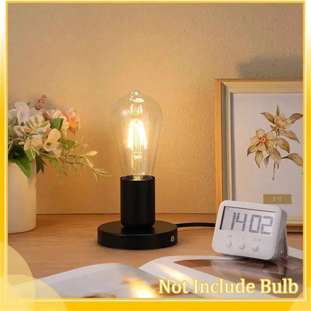 Modern black metal lamp base for bedroom with switch