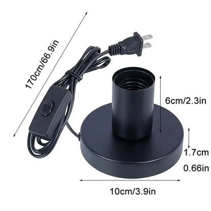 Modern black metal lamp base for bedroom with switch