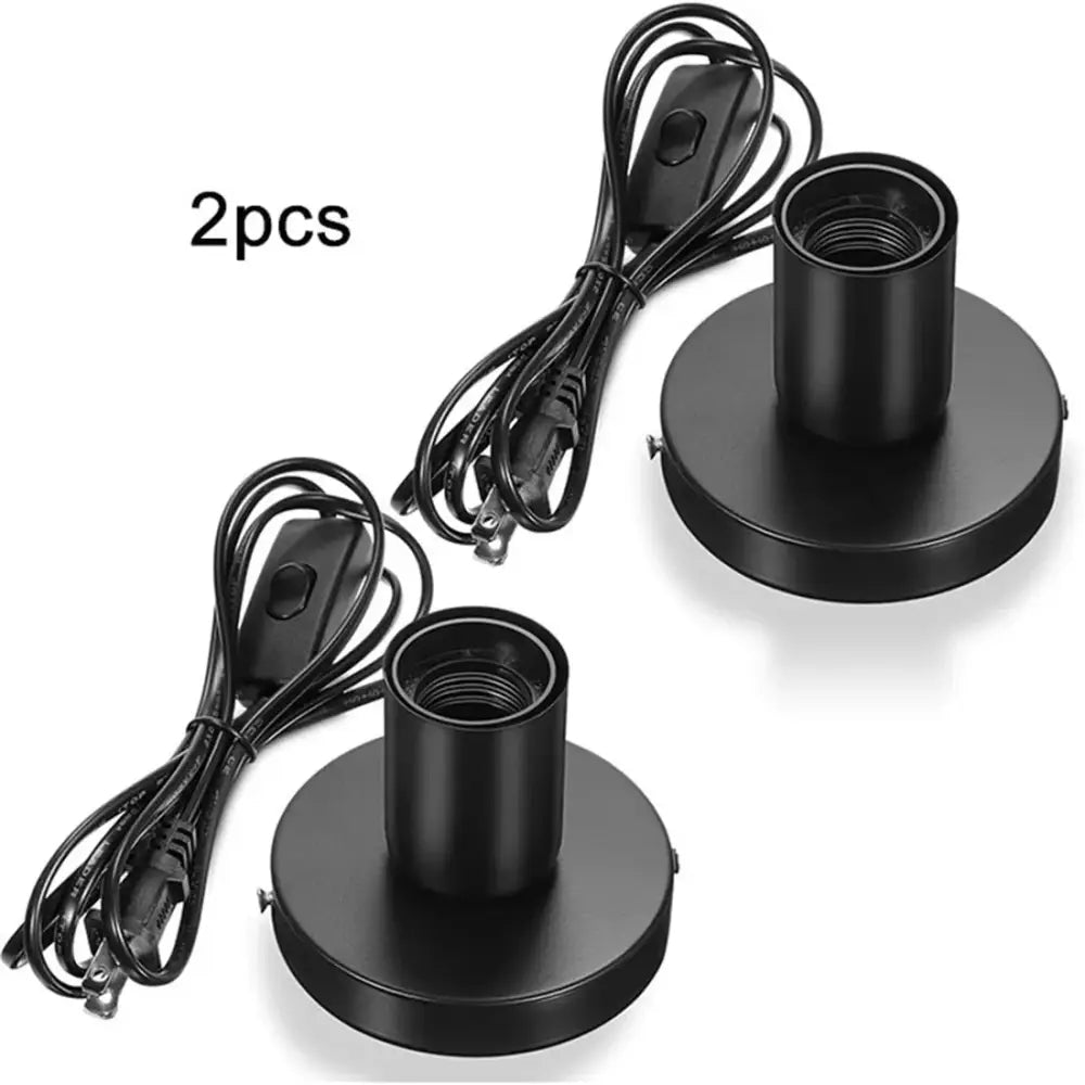 Modern black metal lamp base for bedroom with switch