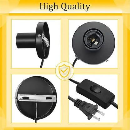 Modern black metal lamp base for bedroom with switch