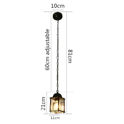 Modern black metal lantern courtyard pendant light